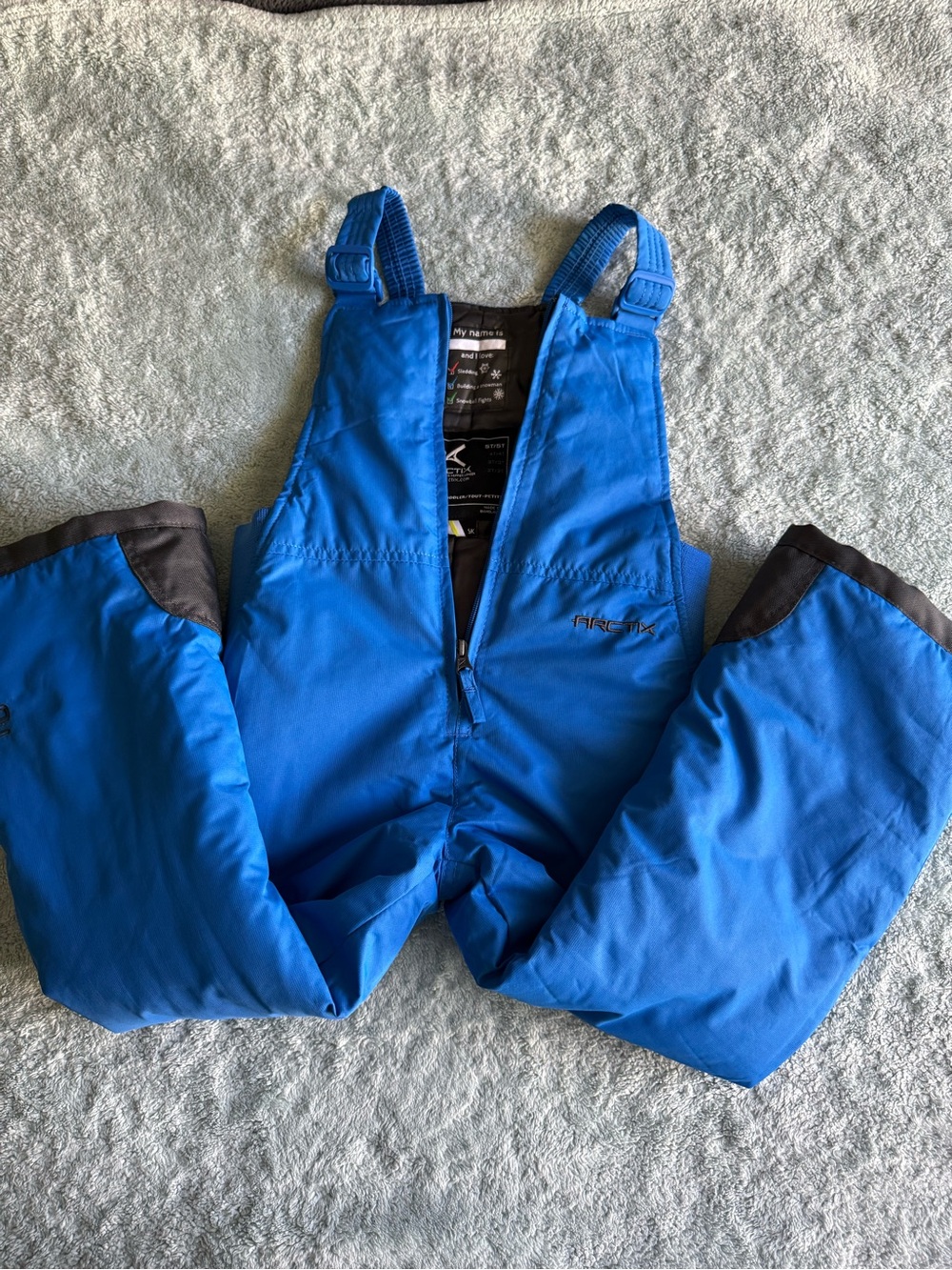 Arctix Bright Blue Kids Snow Bib Overalls with Black Accents